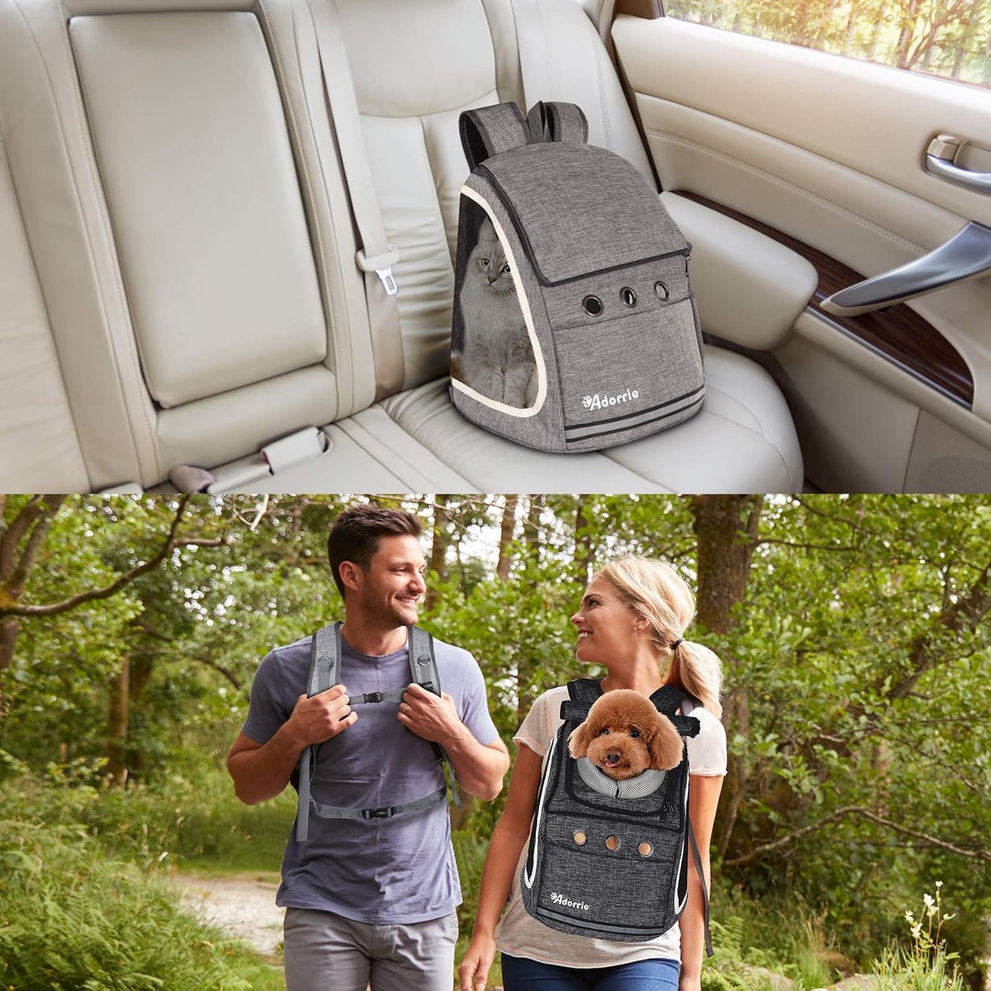 Dog Cat Backpack Carrier for Small Dogs and Cats, Safer Multifunctional Pet Backpack Carrier for Hiking, Walking, Traveling, Outdoor Activities (Black)ā¦