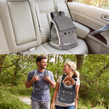 Dog Cat Backpack Carrier for Small Dogs and Cats, Safer Multifunctional Pet Backpack Carrier for Hiking, Walking, Traveling, Outdoor Activities (Black)…