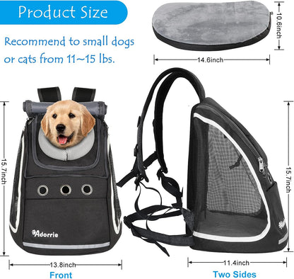 Dog Cat Backpack Carrier for Small Dogs and Cats, Safer Multifunctional Pet Backpack Carrier for Hiking, Walking, Traveling, Outdoor Activities (Black)…