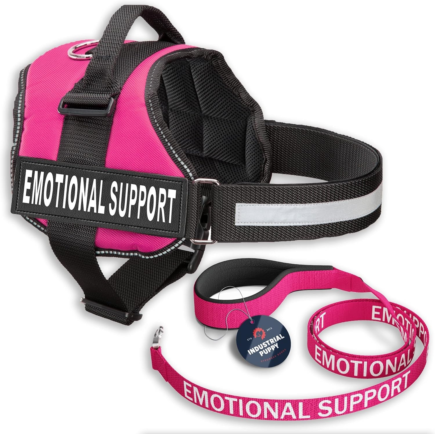 Emotional Support Dog Vest Harness with Reflective Straps, Interchangeable Patches, and Matching ESA Leash Set - ESA Dog Vest in 7 Adjustable Sizes - Heavy Duty Vests for Working or in Training Dogs