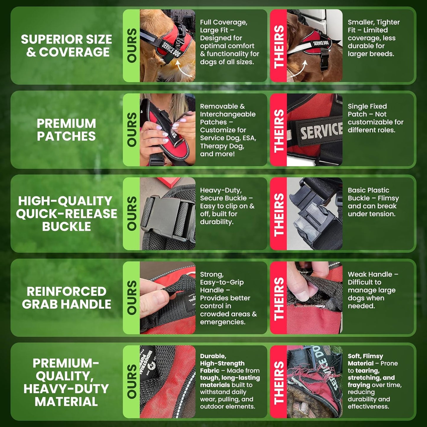 Emotional Support Dog Vest Harness with Reflective Straps, Interchangeable Patches, and Matching ESA Leash Set - ESA Dog Vest in 7 Adjustable Sizes - Heavy Duty Vests for Working or in Training Dogs