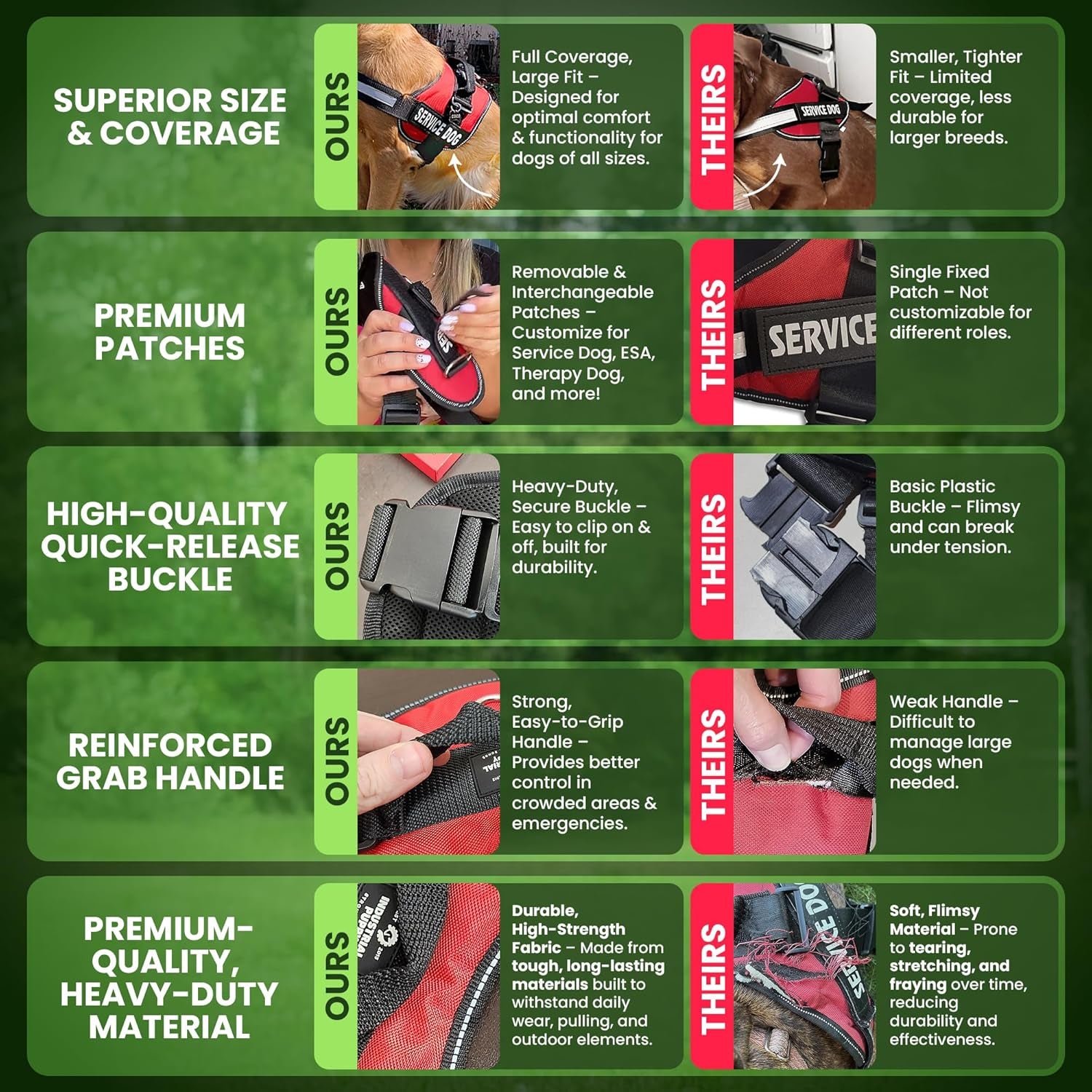 Emotional Support Dog Vest Harness with Reflective Straps, Interchangeable Patches, and Matching ESA Leash Set - ESA Dog Vest in 7 Adjustable Sizes - Heavy Duty Vests for Working or in Training Dogs